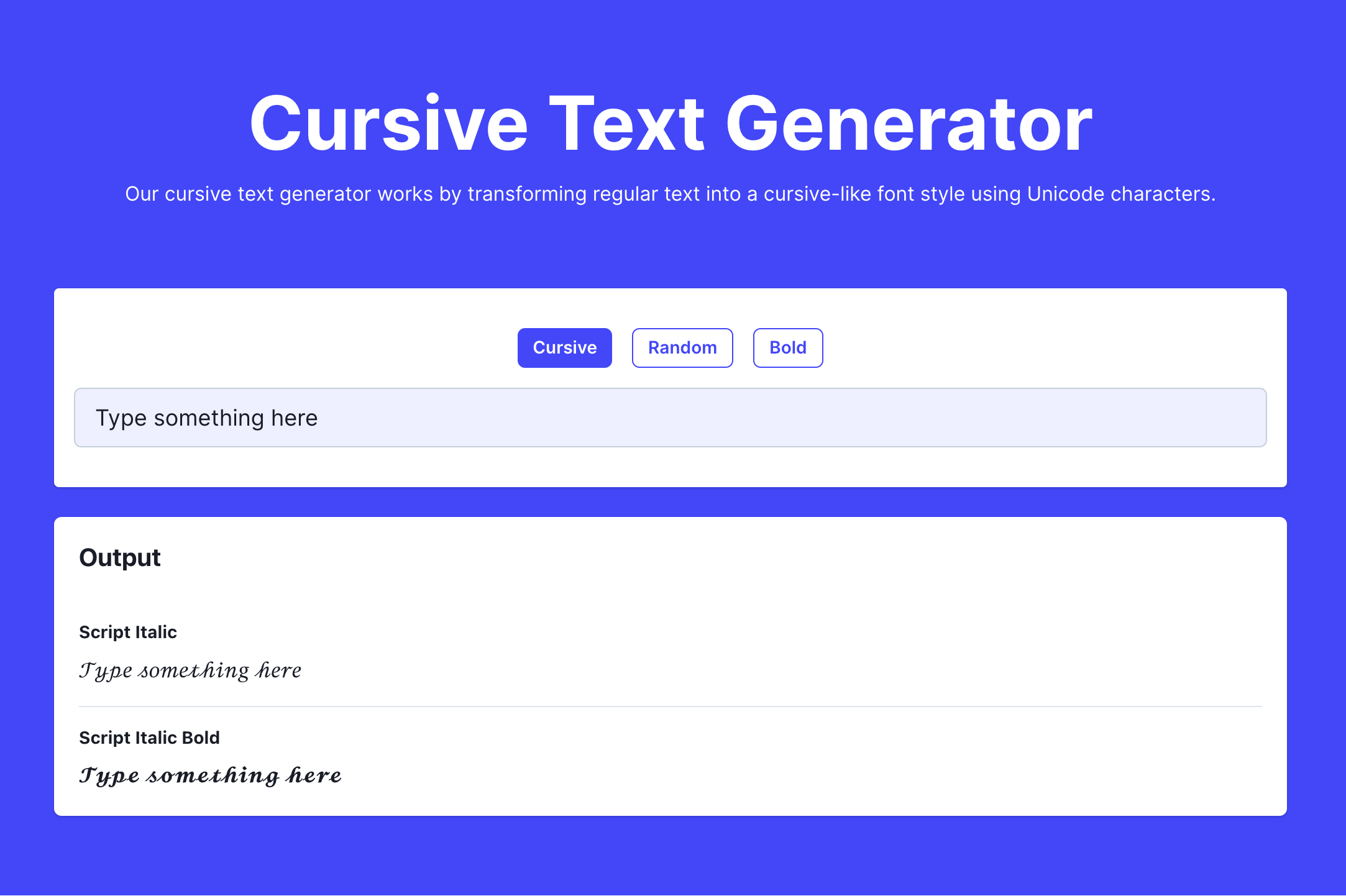 Cursive Text Generator